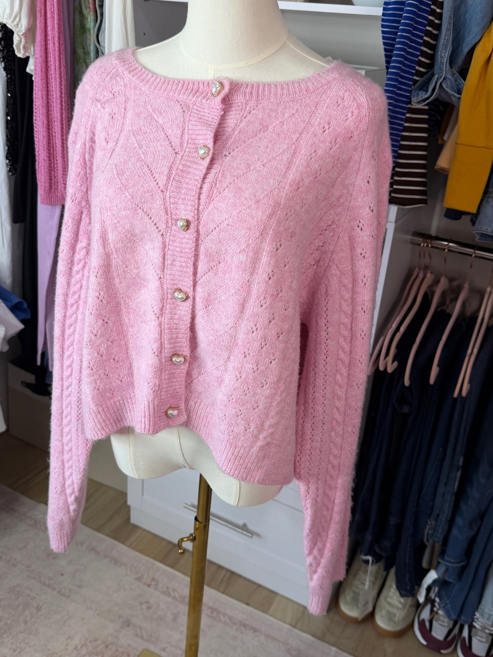 Celebrity Pink Soft Pink Knit Button-Front Cardigan